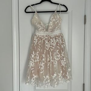 Bride to be cream flower embroidered dress